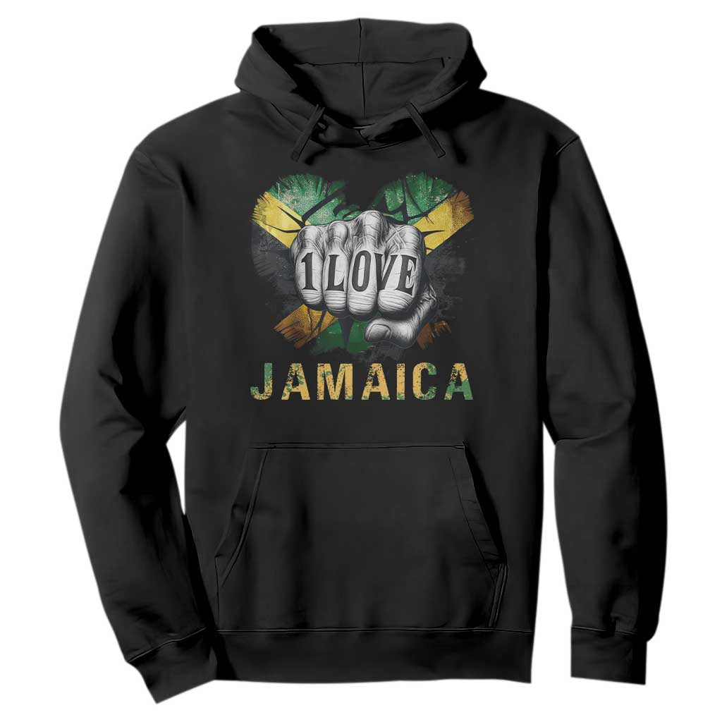Jamaica One Love Hoodie Rasta Reggae Punching Hand Jamaican Flag TS11 Black Print Your Wear