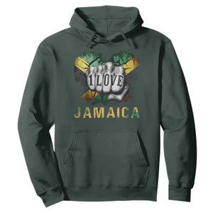Jamaica One Love Hoodie Rasta Reggae Punching Hand Jamaican Flag TS11 Dark Forest Green Print Your Wear