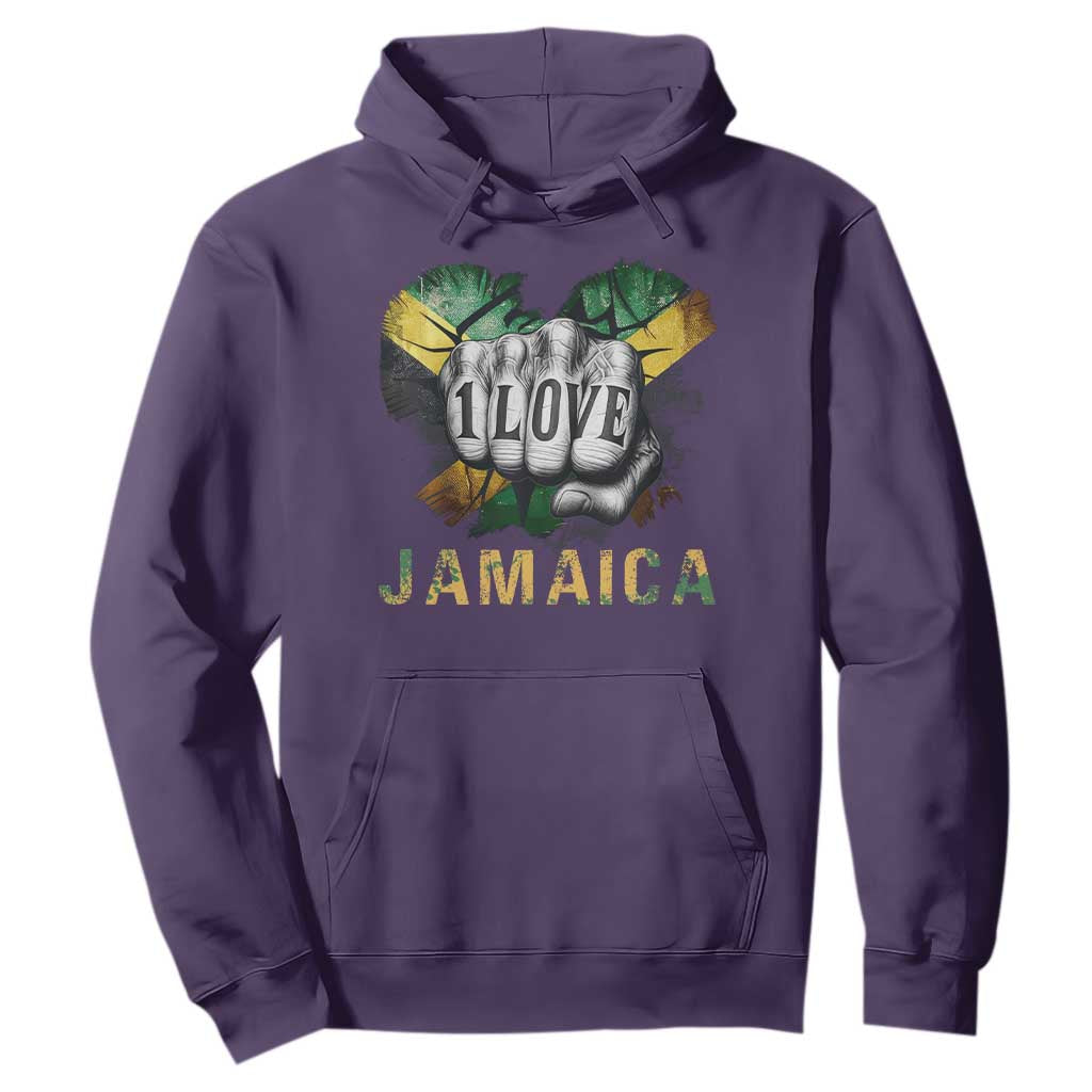 Jamaica One Love Hoodie Rasta Reggae Punching Hand Jamaican Flag TS11 Purple Print Your Wear