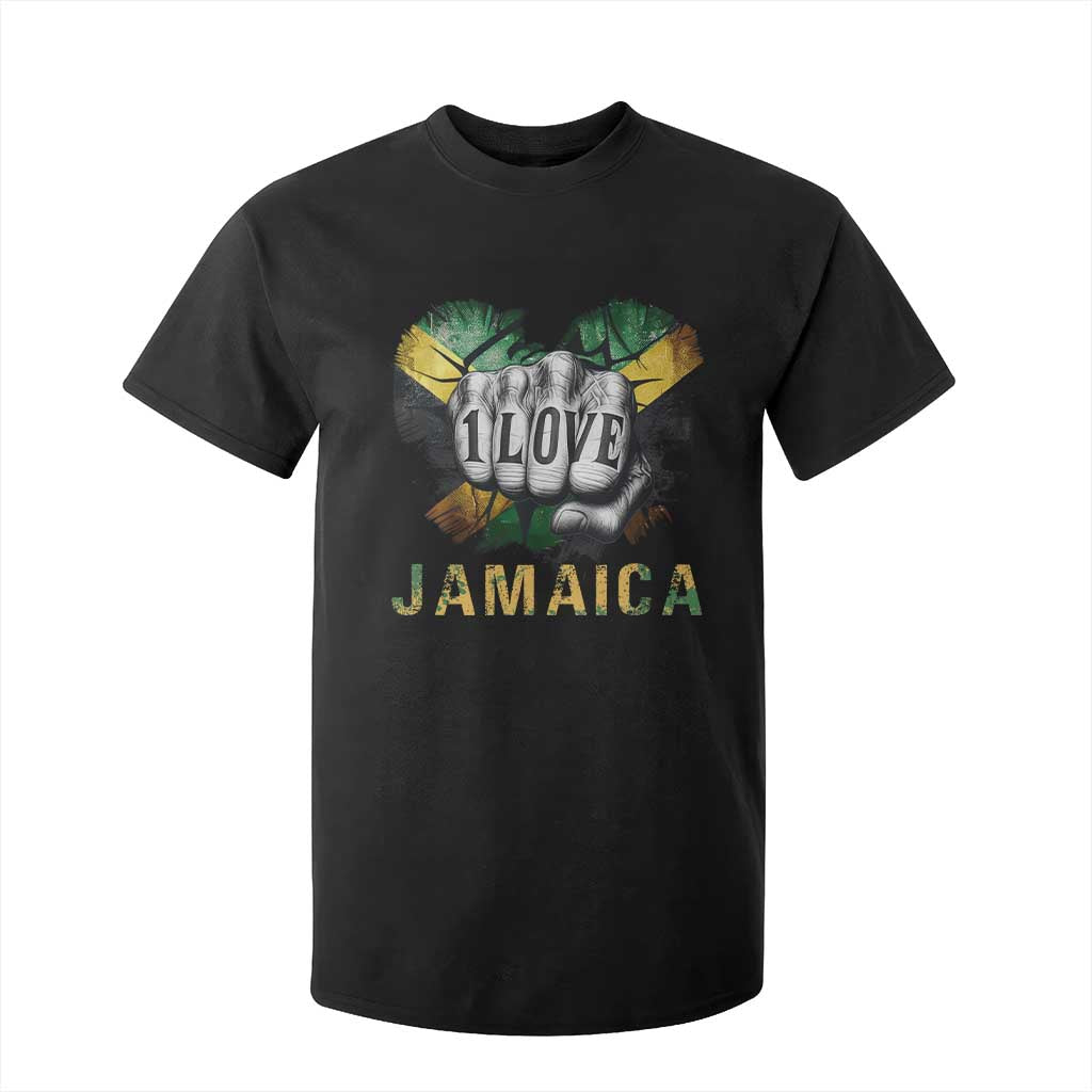 Jamaica One Love T Shirt For Kid Rasta Reggae Punching Hand Jamaican Flag TS11 Black Print Your Wear