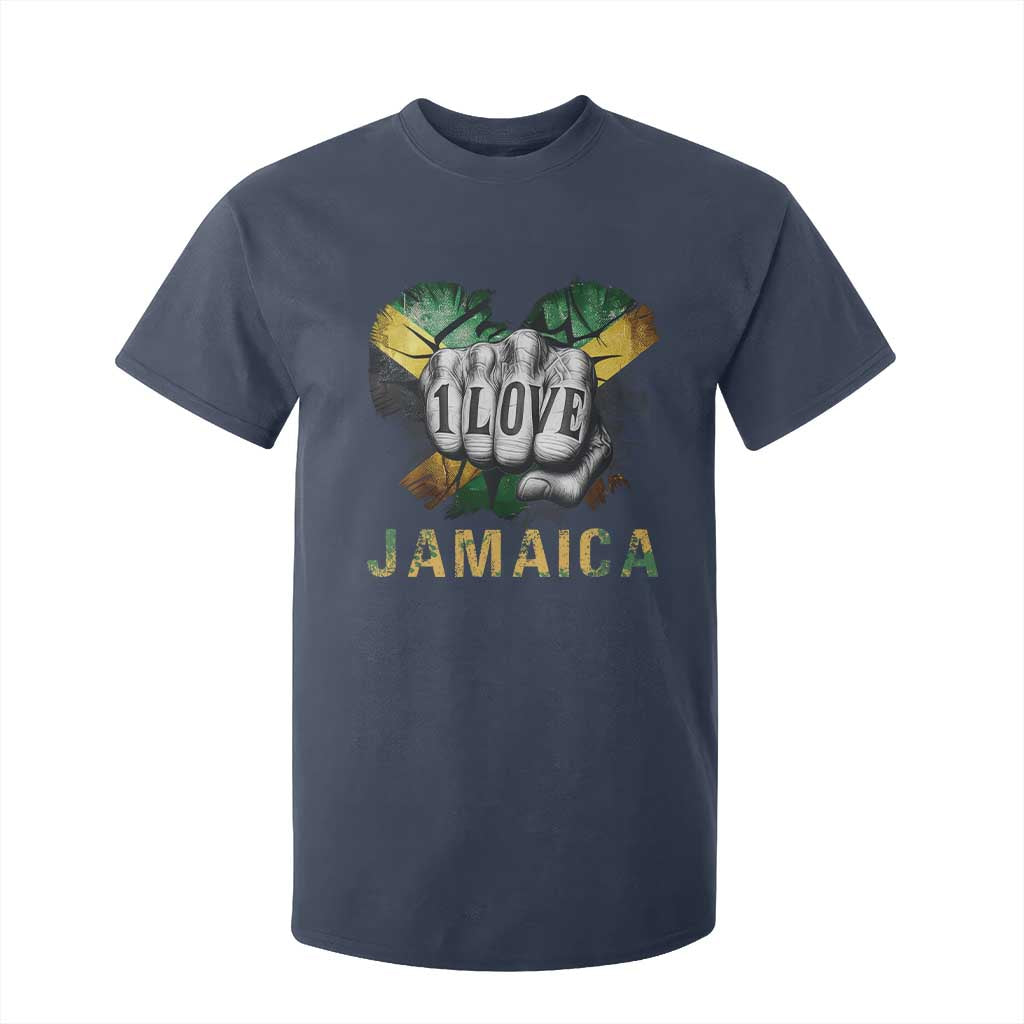 Jamaica One Love T Shirt For Kid Rasta Reggae Punching Hand Jamaican Flag TS11 Navy Print Your Wear