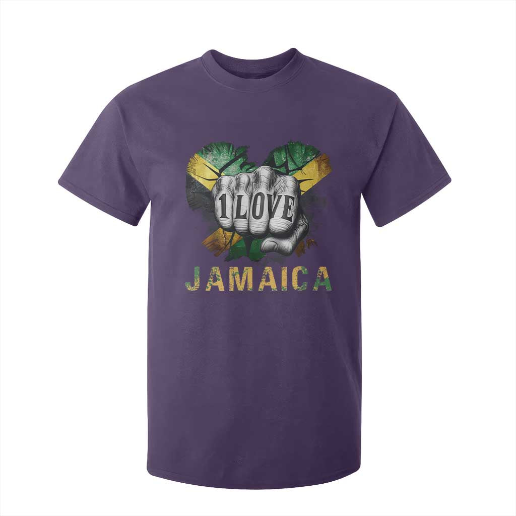 Jamaica One Love T Shirt For Kid Rasta Reggae Punching Hand Jamaican Flag TS11 Purple Print Your Wear