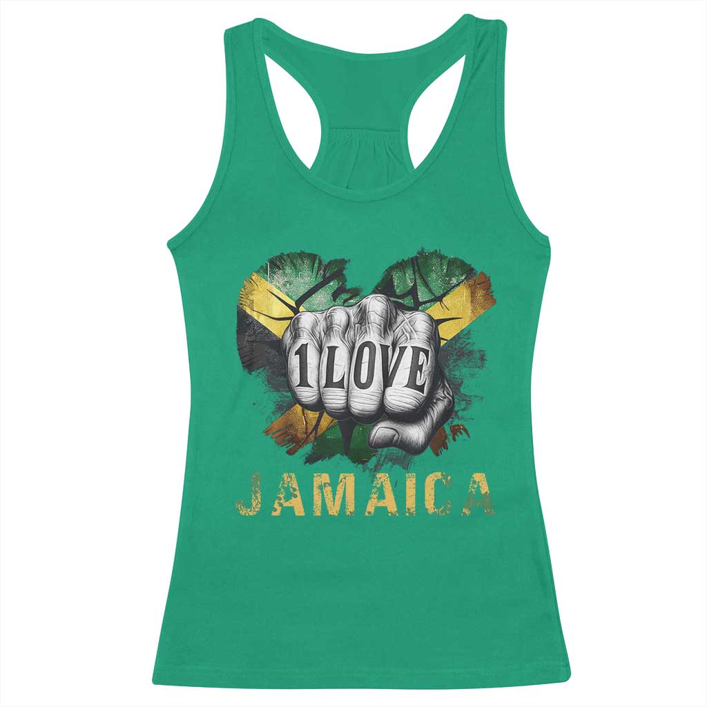 Jamaica One Love Racerback Tank Top Rasta Reggae Punching Hand Jamaican Flag TS11 Irish Green Print Your Wear