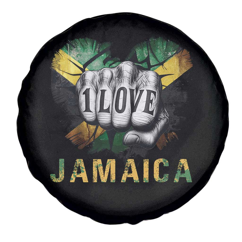 Jamaica One Love Spare Tire Cover Rasta Reggae Punching Hand Jamaican Flag TS11 Print Your Wear