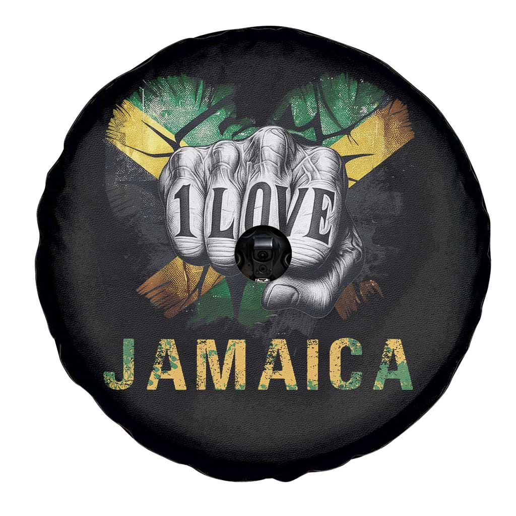 Jamaica One Love Spare Tire Cover Rasta Reggae Punching Hand Jamaican Flag TS11 Print Your Wear