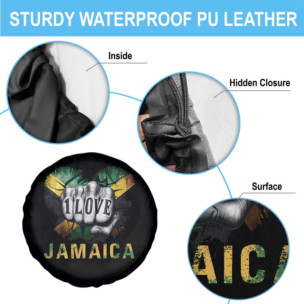 Jamaica One Love Spare Tire Cover Rasta Reggae Punching Hand Jamaican Flag TS11 Print Your Wear