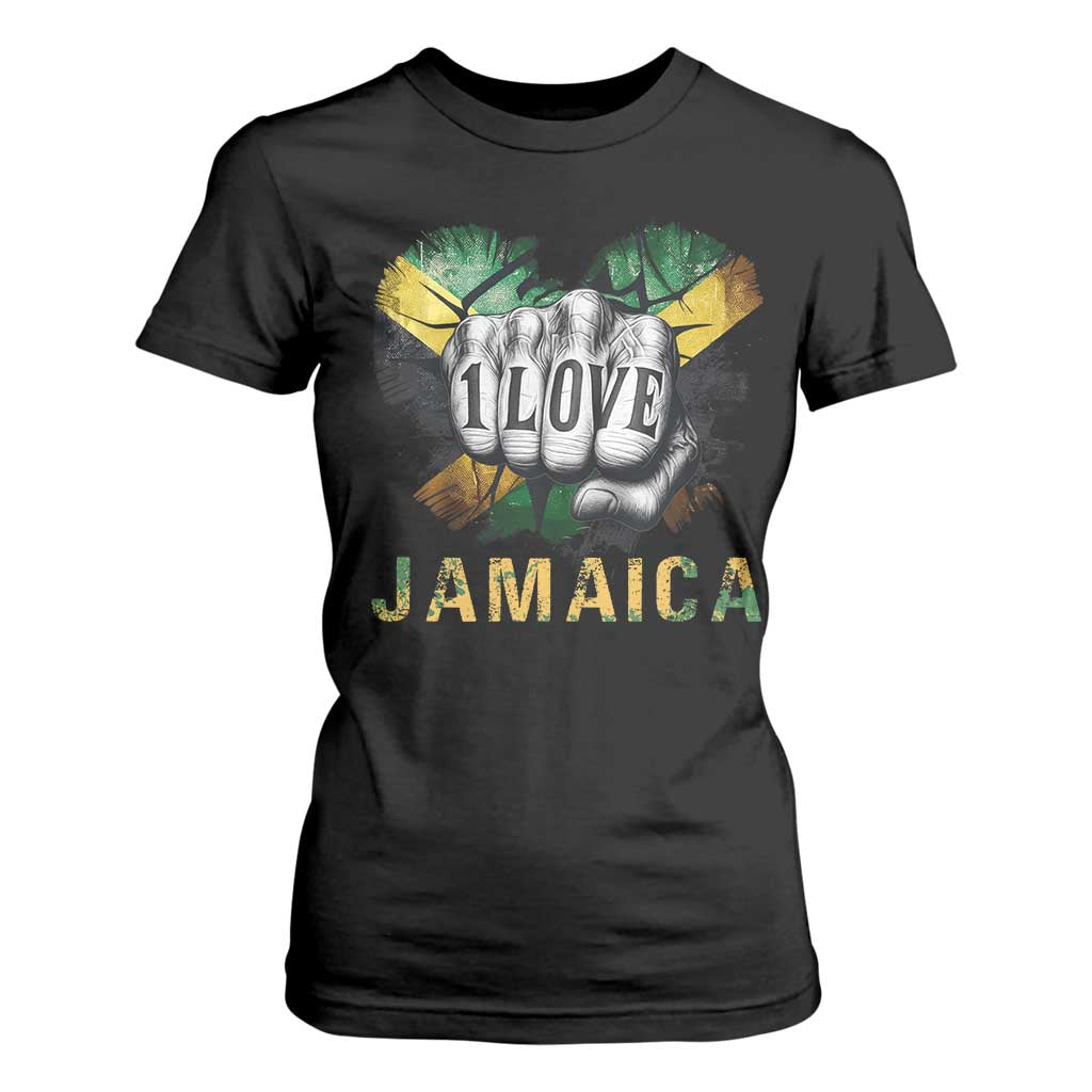 Jamaica One Love T Shirt For Women Rasta Reggae Punching Hand Jamaican Flag TS11 Black Print Your Wear