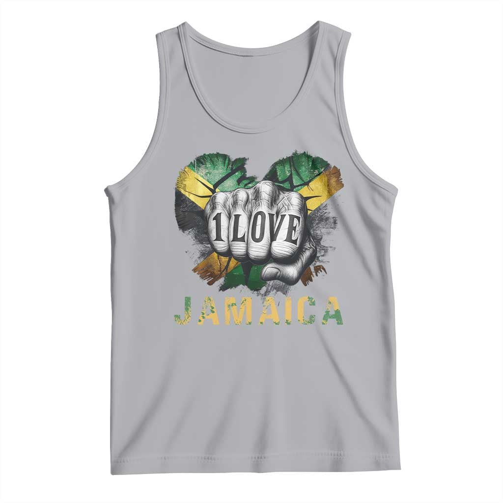 Jamaica One Love Tank Top Rasta Reggae Punching Hand Jamaican Flag TS11 Athletic Heather Print Your Wear