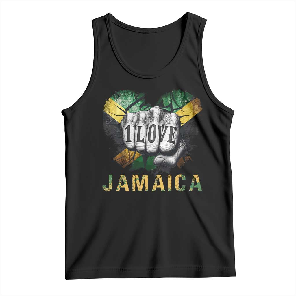 Jamaica One Love Tank Top Rasta Reggae Punching Hand Jamaican Flag TS11 Black Print Your Wear
