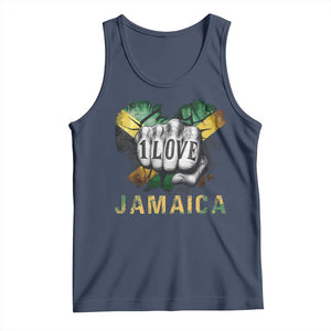 Jamaica One Love Tank Top Rasta Reggae Punching Hand Jamaican Flag TS11 Navy Print Your Wear