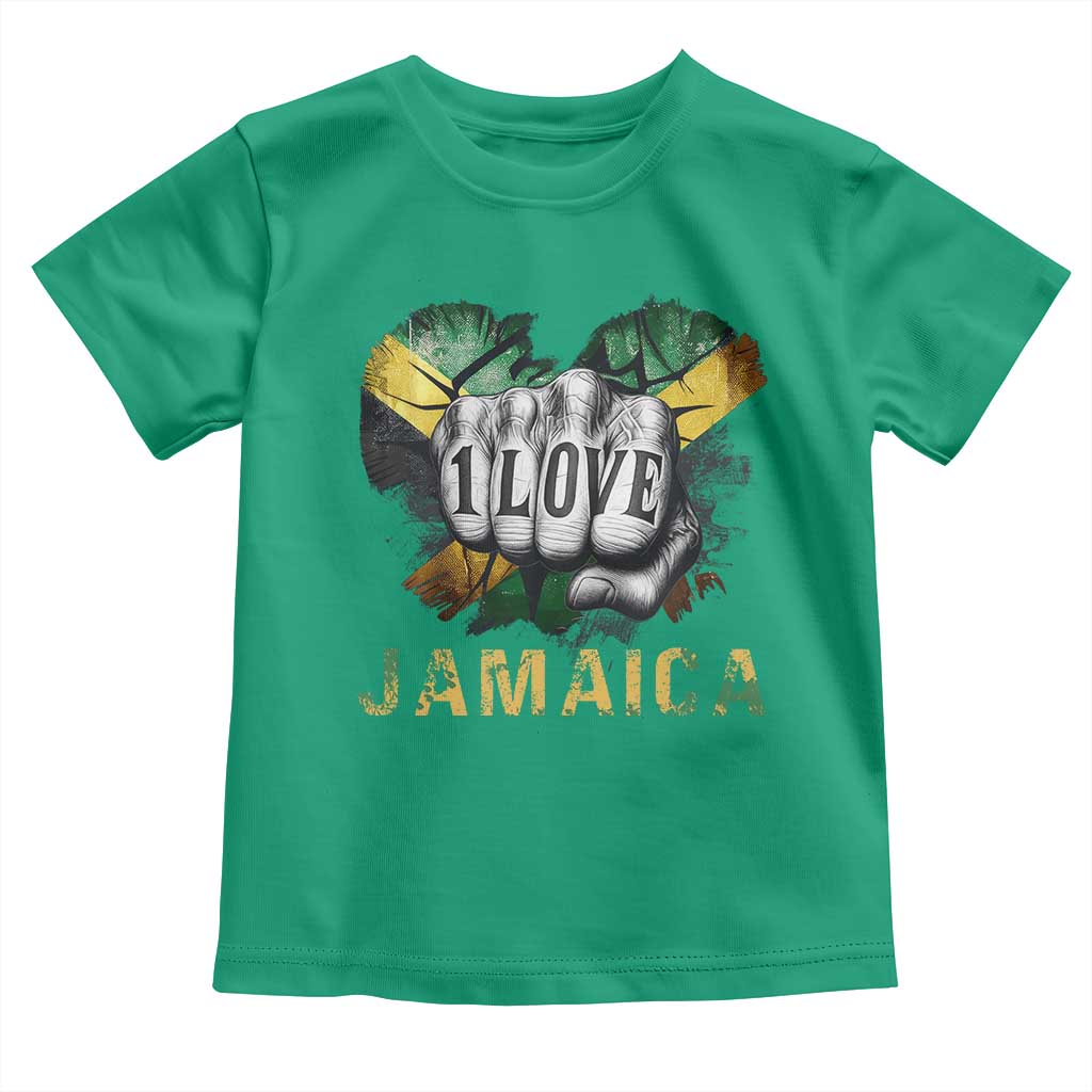Jamaica One Love Toddler T Shirt Rasta Reggae Punching Hand Jamaican Flag TS11 Irish Green Print Your Wear
