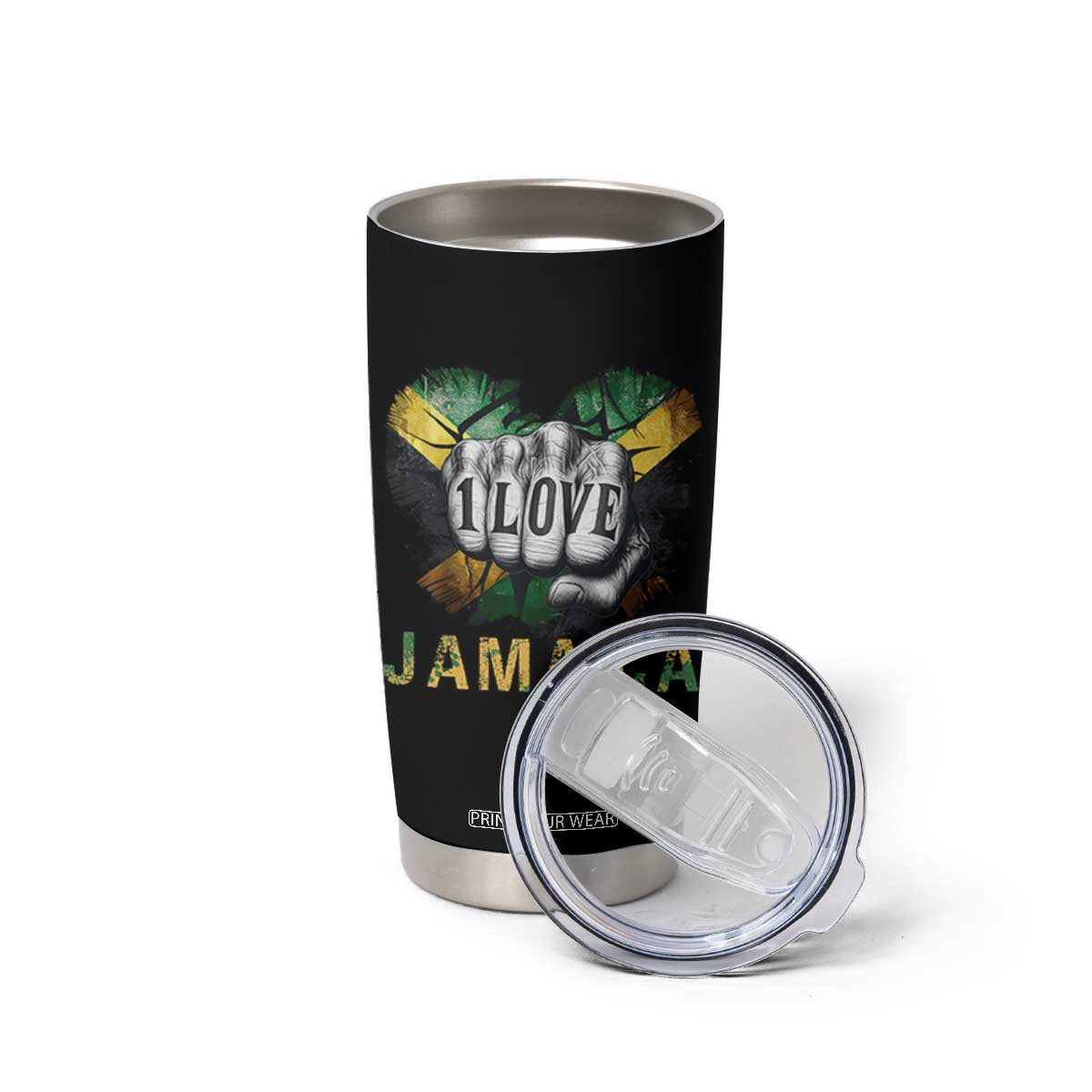 Jamaica One Love Tumbler Cup Rasta Reggae Punching Hand Jamaican Flag TS11 Print Your Wear