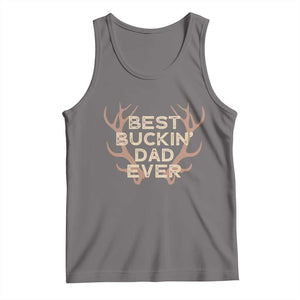 Funny Best Buckin Dad Ever Tank Top Deer Hunting Father's Day TS11 Deep Heather Print Your Wear
