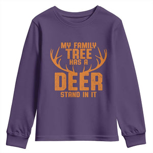 Funny My Family Tree Has A Deer Stand In It Youth Sweatshirt Deer Hunting TS11 Purple Print Your Wear