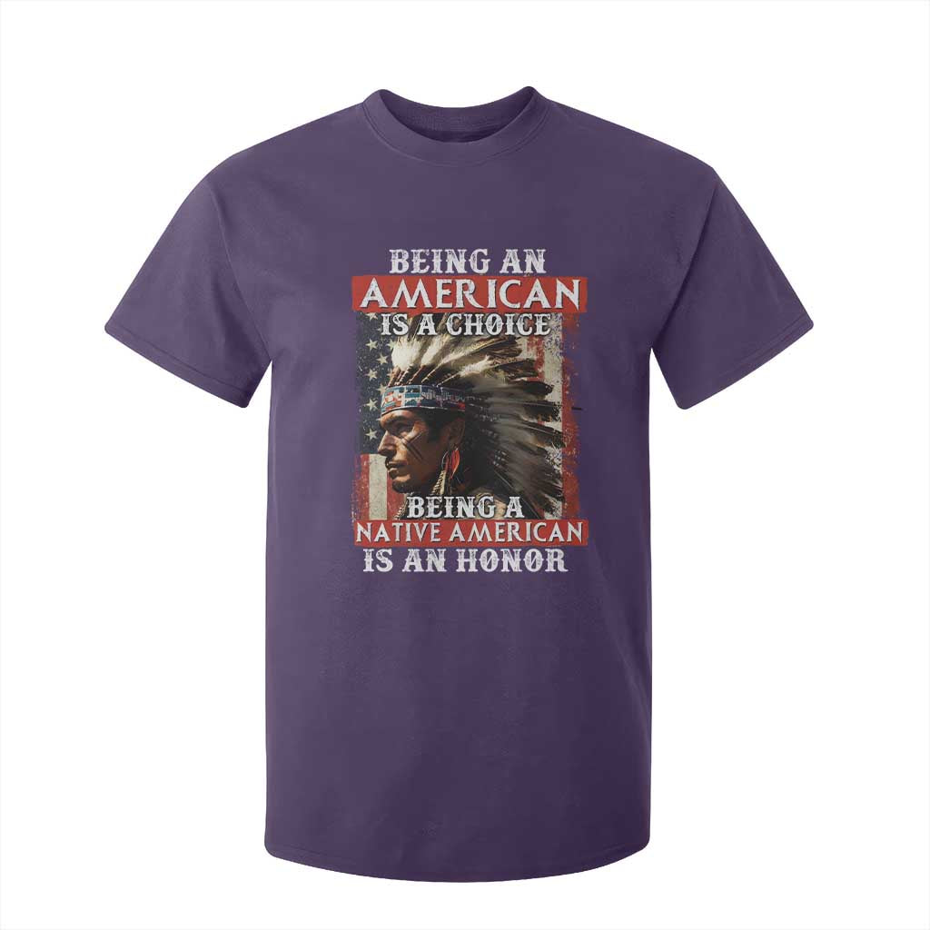 Being An American Is A Choice Being A Native American Is An Honor T Shirt For Kid USA Flag TS11 Purple Print Your Wear