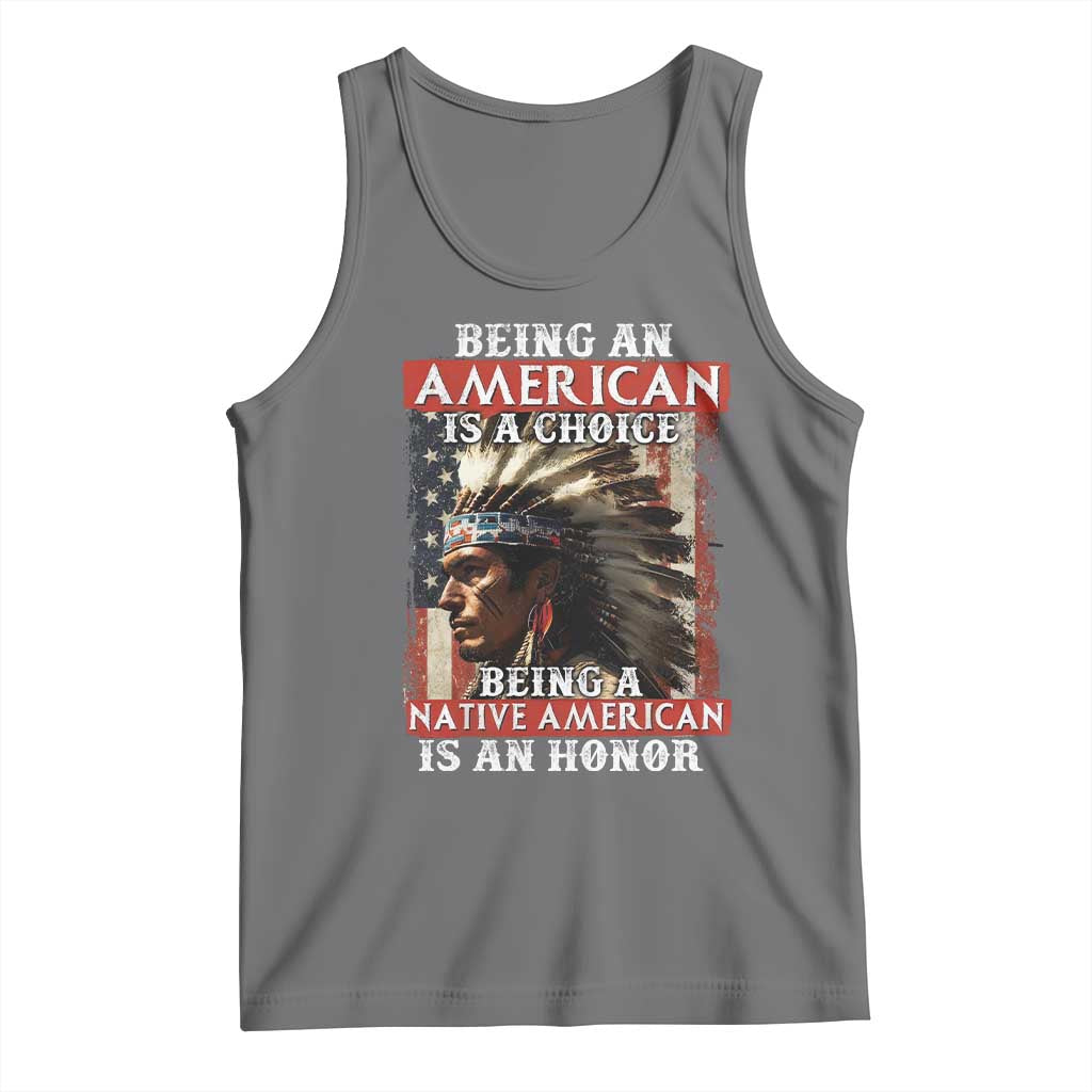 Being An American Is A Choice Being A Native American Is An Honor Tank Top USA Flag TS11 Black Heather Print Your Wear