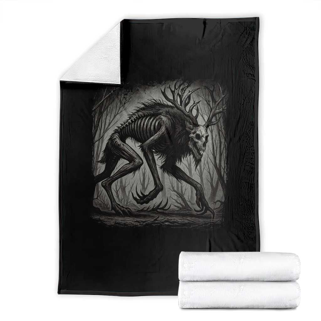 Wendigo Monster Throw Blanket Skinwalker Night Stroll Cryptid Dark Forest TS11 Black Print Your Wear