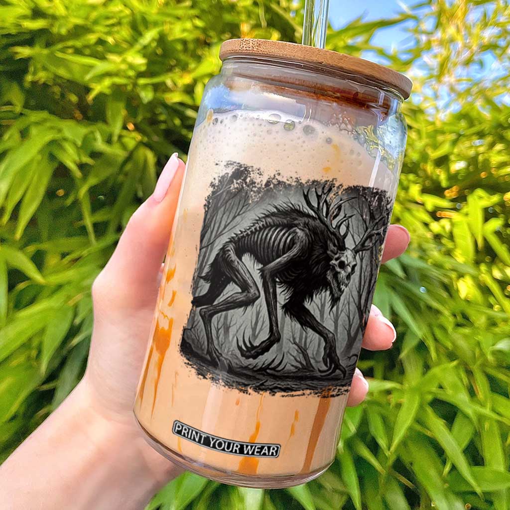 Wendigo Monster Glass Can Skinwalker Night Stroll Cryptid Dark Forest TS11 Black Print Your Wear