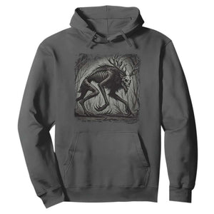 Wendigo Monster Hoodie Skinwalker Night Stroll Cryptid Dark Forest TS11 Dark Heather Print Your Wear