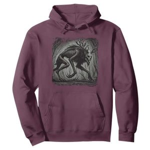 Wendigo Monster Hoodie Skinwalker Night Stroll Cryptid Dark Forest TS11 Maroon Print Your Wear