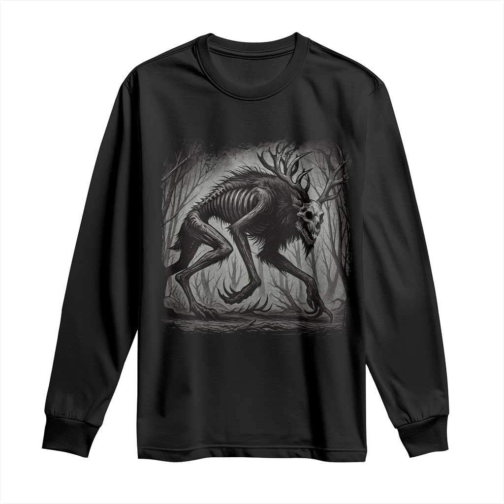 Wendigo Monster Long Sleeve Shirt Skinwalker Night Stroll Cryptid Dark Forest TS11 Black Print Your Wear