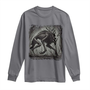 Wendigo Monster Long Sleeve Shirt Skinwalker Night Stroll Cryptid Dark Forest TS11 Charcoal Print Your Wear