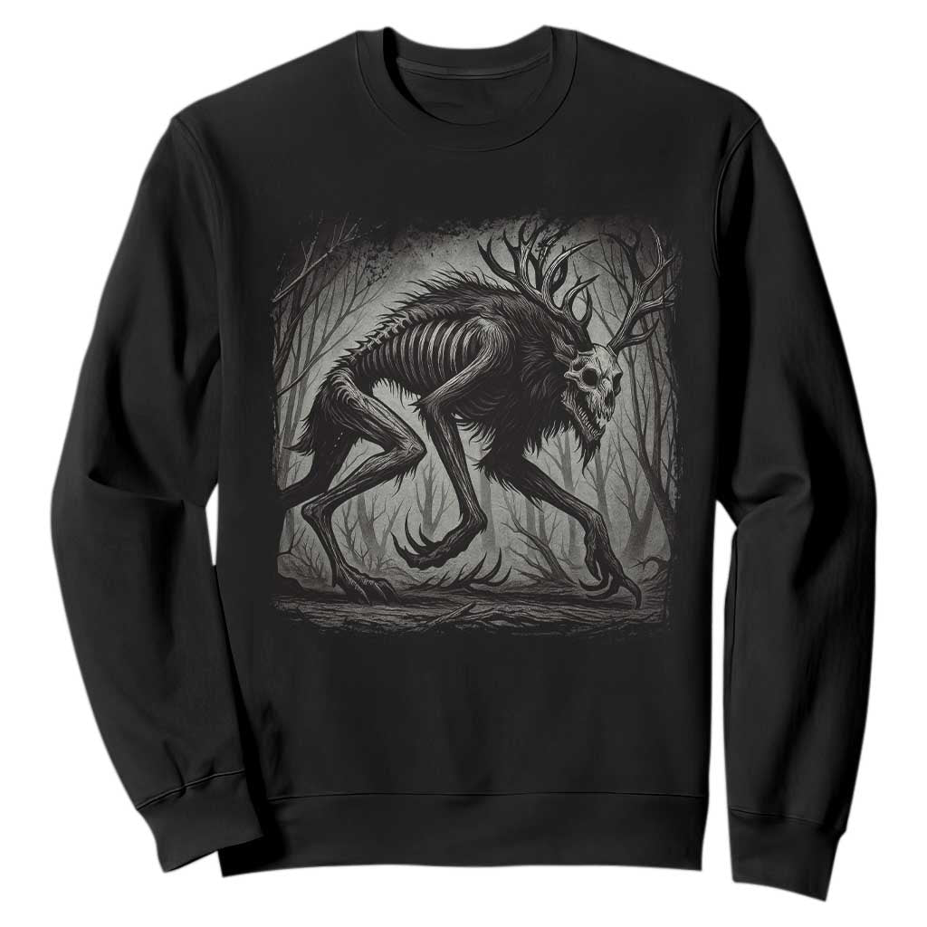 Wendigo Monster Sweatshirt Skinwalker Night Stroll Cryptid Dark Forest TS11 Black Print Your Wear