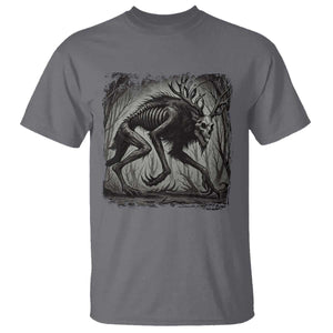 Wendigo Monster T Shirt Skinwalker Night Stroll Cryptid Dark Forest TS11 Charcoal Print Your Wear