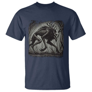 Wendigo Monster T Shirt Skinwalker Night Stroll Cryptid Dark Forest TS11 Navy Print Your Wear