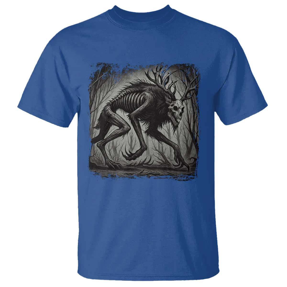 Wendigo Monster T Shirt Skinwalker Night Stroll Cryptid Dark Forest TS11 Royal Blue Print Your Wear