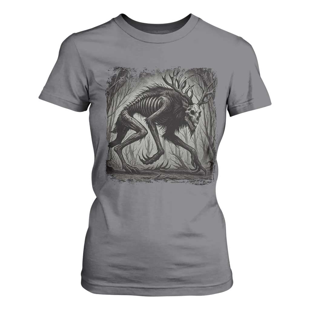 Wendigo Monster T Shirt For Women Skinwalker Night Stroll Cryptid Dark Forest TS11 Charcoal Print Your Wear