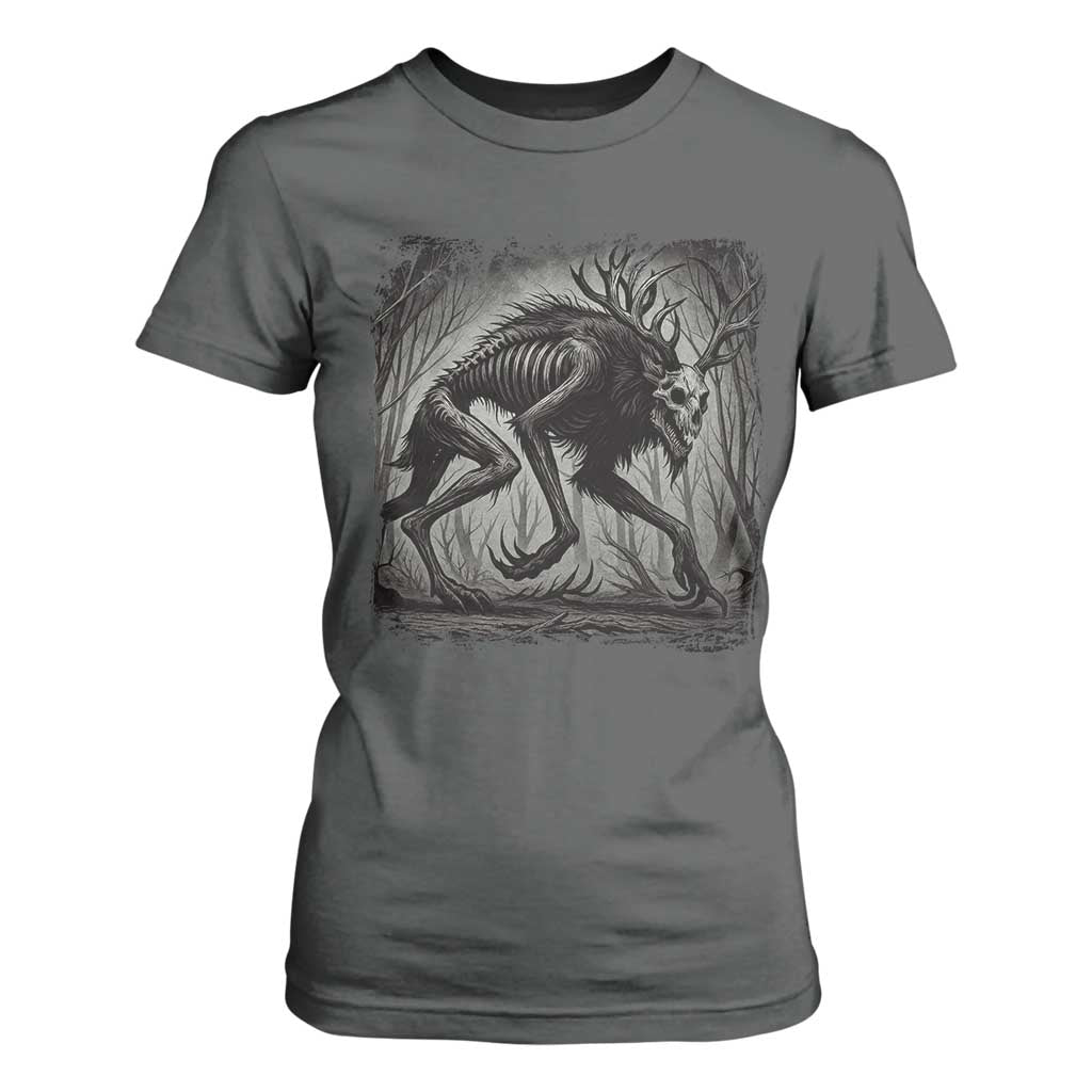 Wendigo Monster T Shirt For Women Skinwalker Night Stroll Cryptid Dark Forest TS11 Dark Heather Print Your Wear
