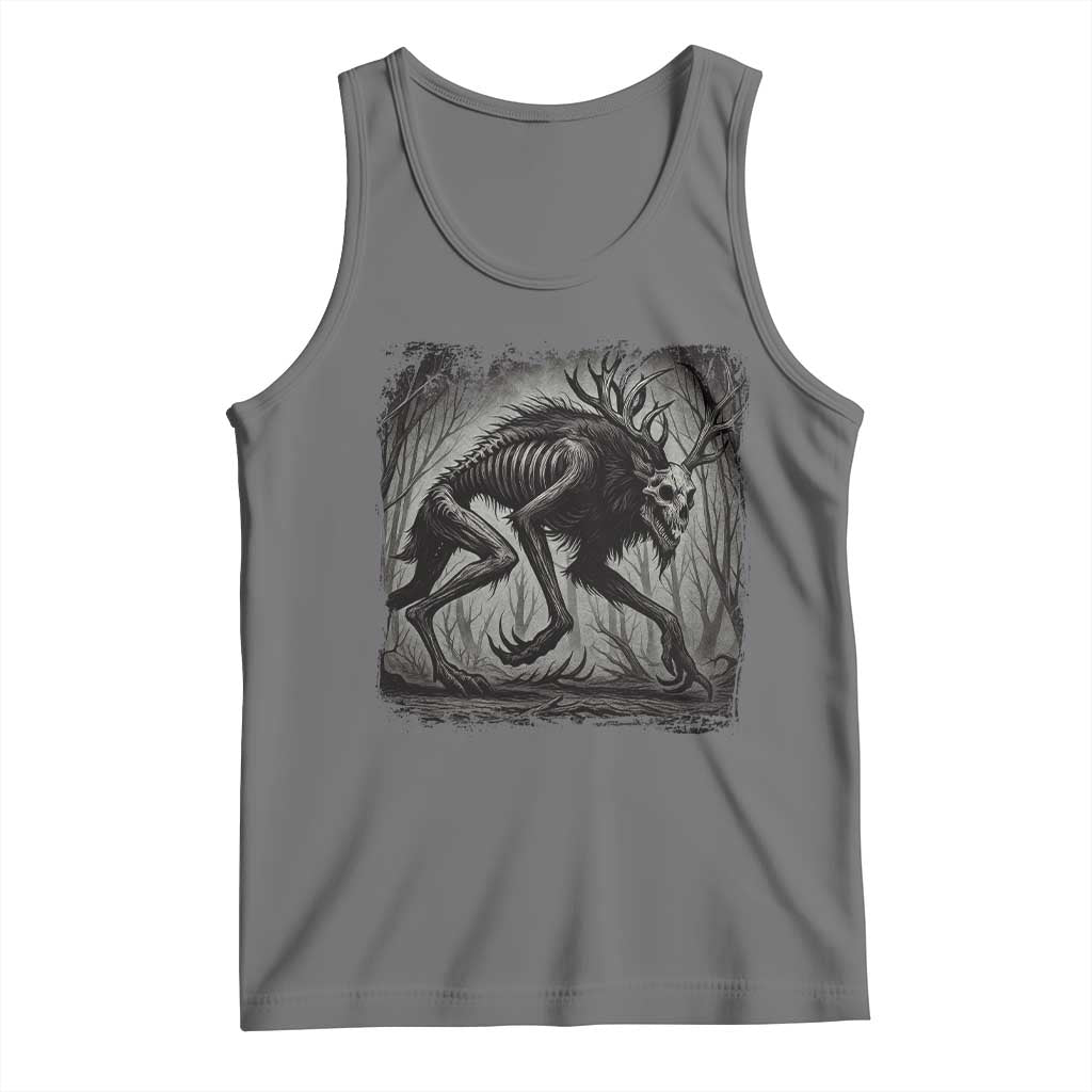 Wendigo Monster Tank Top Skinwalker Night Stroll Cryptid Dark Forest TS11 Black Heather Print Your Wear