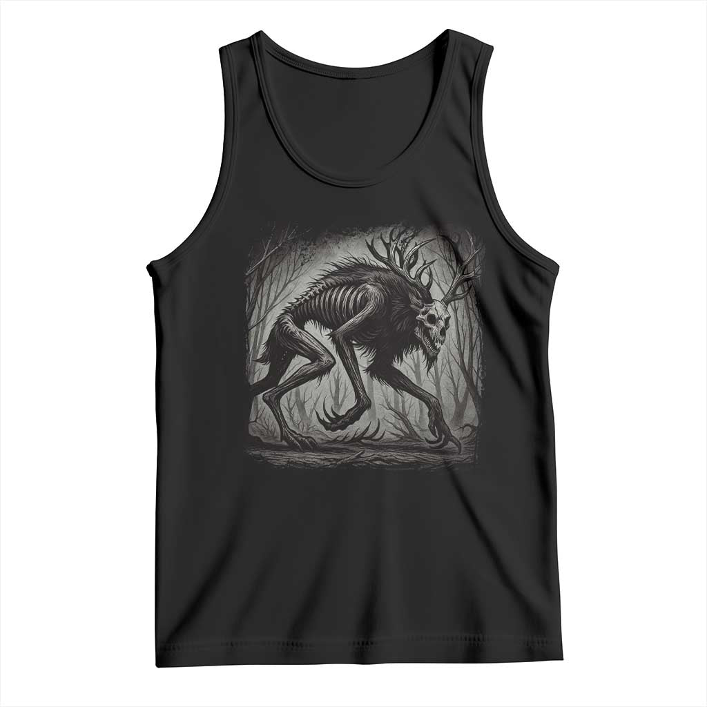 Wendigo Monster Tank Top Skinwalker Night Stroll Cryptid Dark Forest TS11 Black Print Your Wear