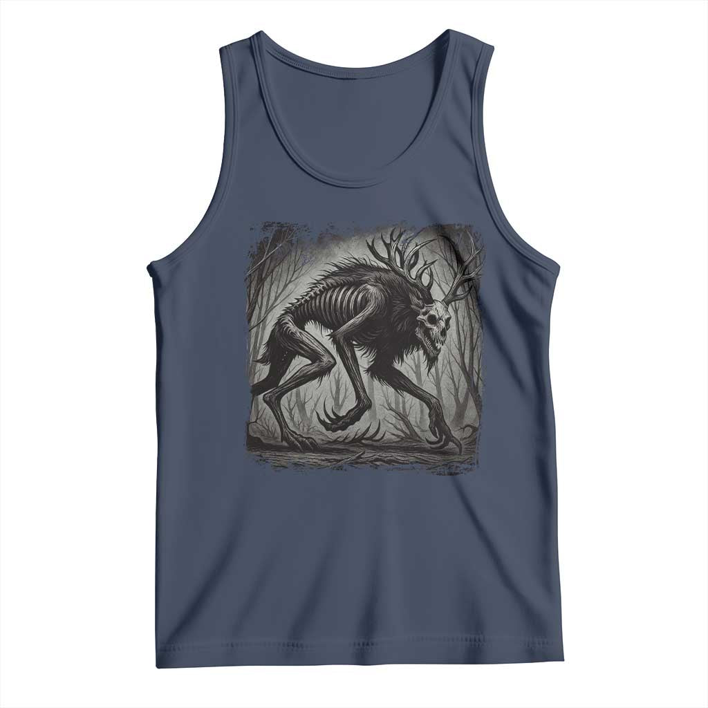 Wendigo Monster Tank Top Skinwalker Night Stroll Cryptid Dark Forest TS11 Navy Print Your Wear