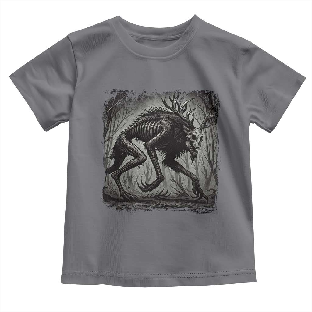 Wendigo Monster Toddler T Shirt Skinwalker Night Stroll Cryptid Dark Forest TS11 Charcoal Print Your Wear