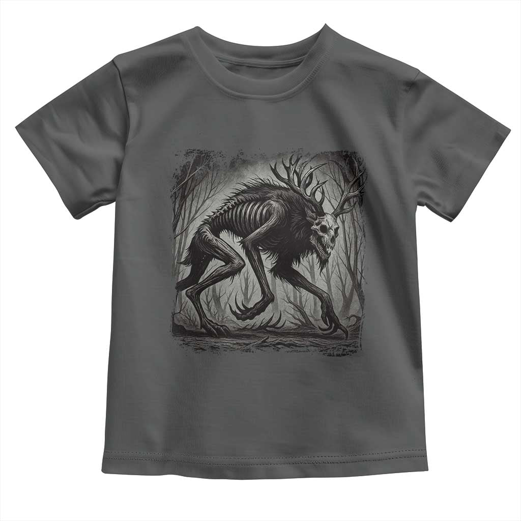 Wendigo Monster Toddler T Shirt Skinwalker Night Stroll Cryptid Dark Forest TS11 Dark Heather Print Your Wear