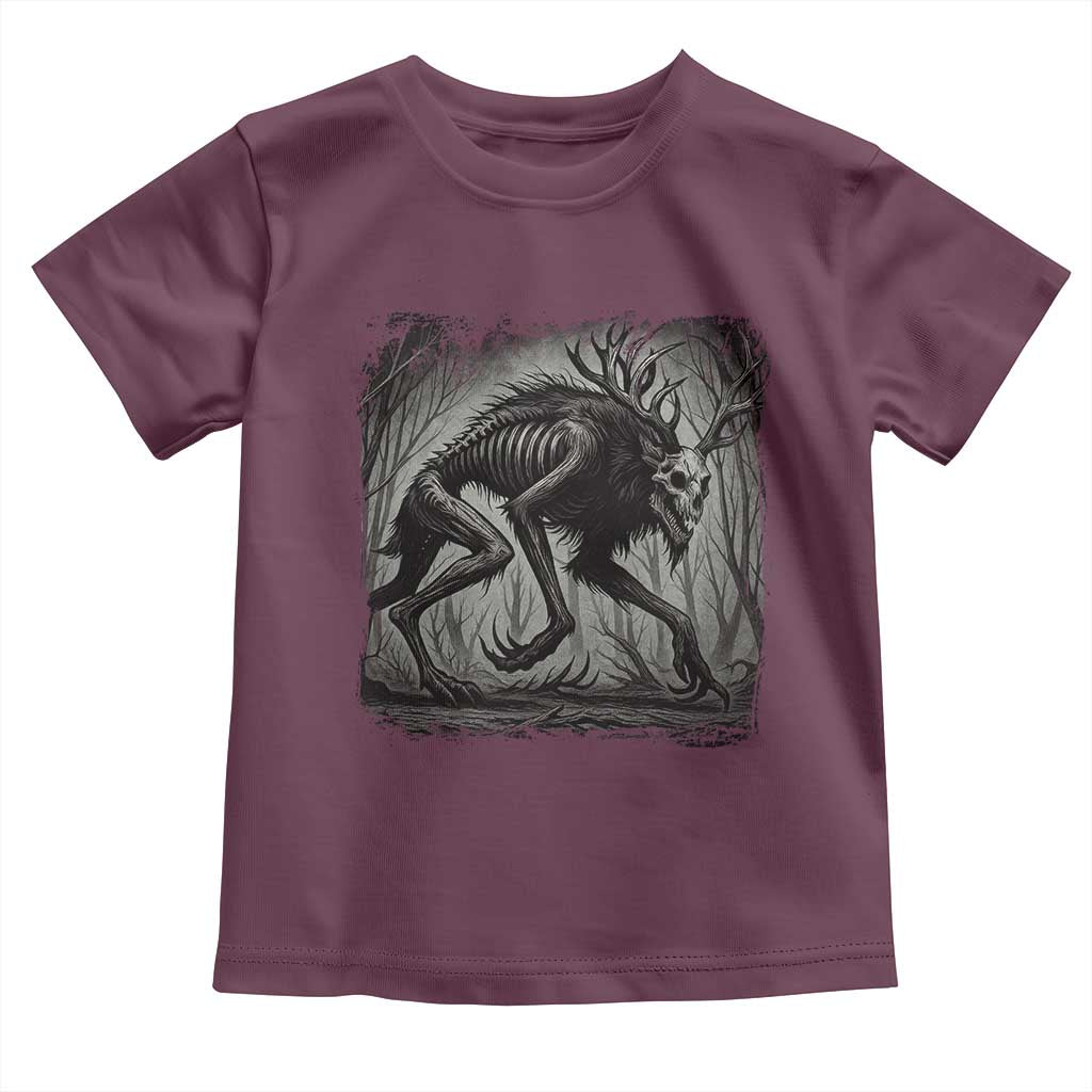 Wendigo Monster Toddler T Shirt Skinwalker Night Stroll Cryptid Dark Forest TS11 Maroon Print Your Wear