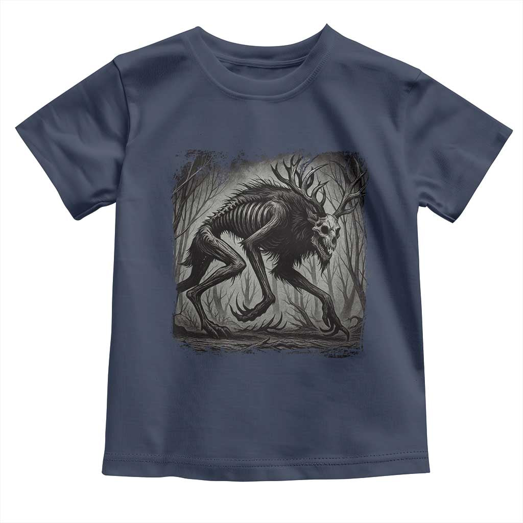 Wendigo Monster Toddler T Shirt Skinwalker Night Stroll Cryptid Dark Forest TS11 Navy Print Your Wear