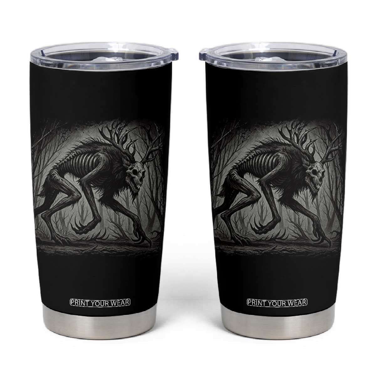 Wendigo Monster Tumbler Cup Skinwalker Night Stroll Cryptid Dark Forest TS11 Black Print Your Wear