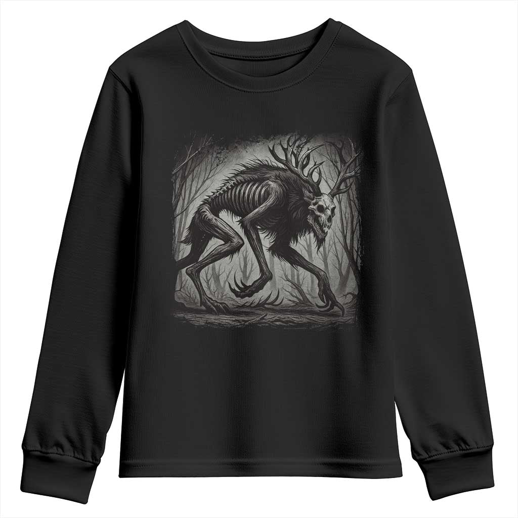 Wendigo Monster Youth Sweatshirt Skinwalker Night Stroll Cryptid Dark Forest TS11 Black Print Your Wear