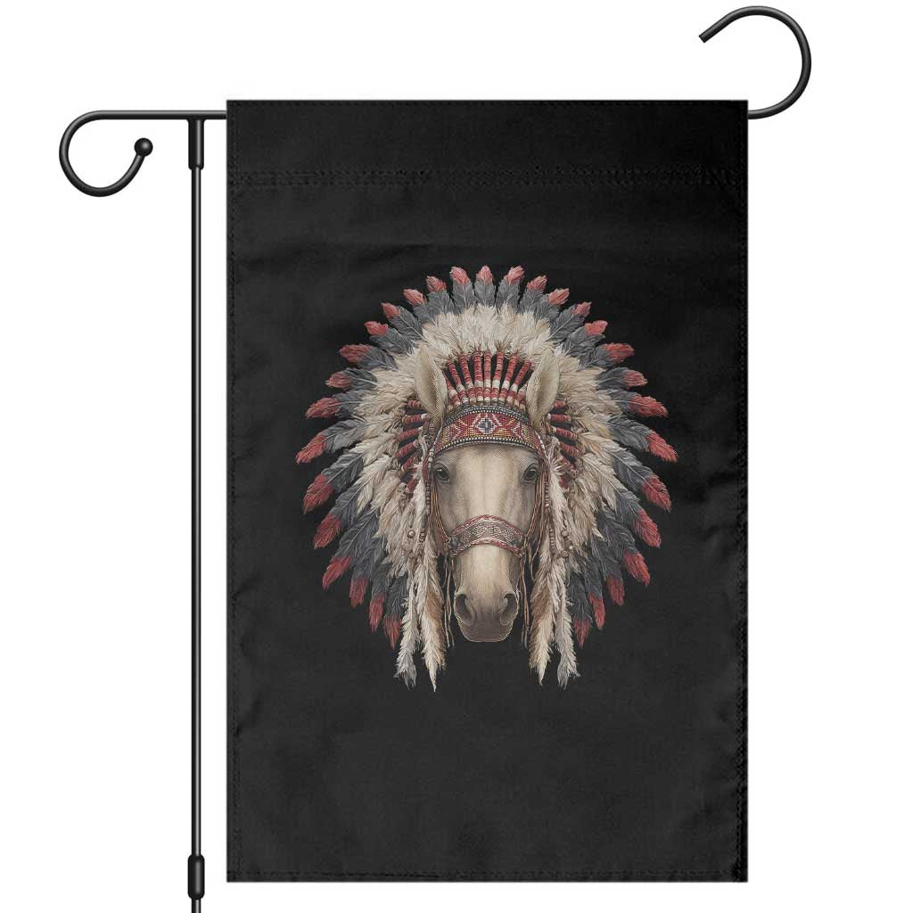 Horse Native American Indigenous Heritage War Bonnet Garden Flag TS11 Black Print Your Wear