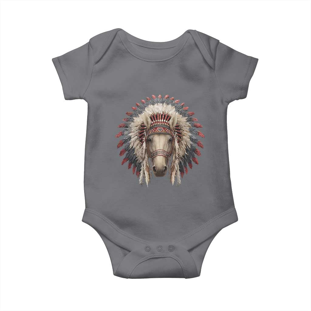 Horse Native American Indigenous Heritage War Bonnet Baby Onesie TS11 Charcoal Print Your Wear