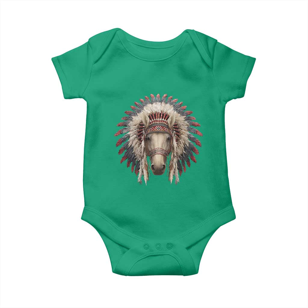 Horse Native American Indigenous Heritage War Bonnet Baby Onesie TS11 Irish Green Print Your Wear