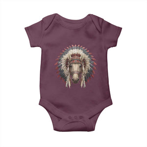 Horse Native American Indigenous Heritage War Bonnet Baby Onesie TS11 Maroon Print Your Wear