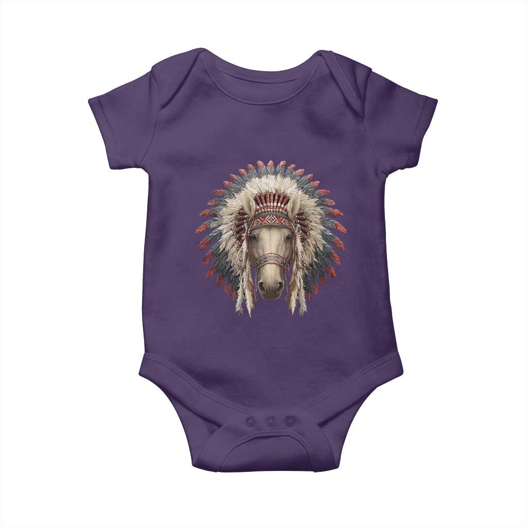 Horse Native American Indigenous Heritage War Bonnet Baby Onesie TS11 Purple Print Your Wear