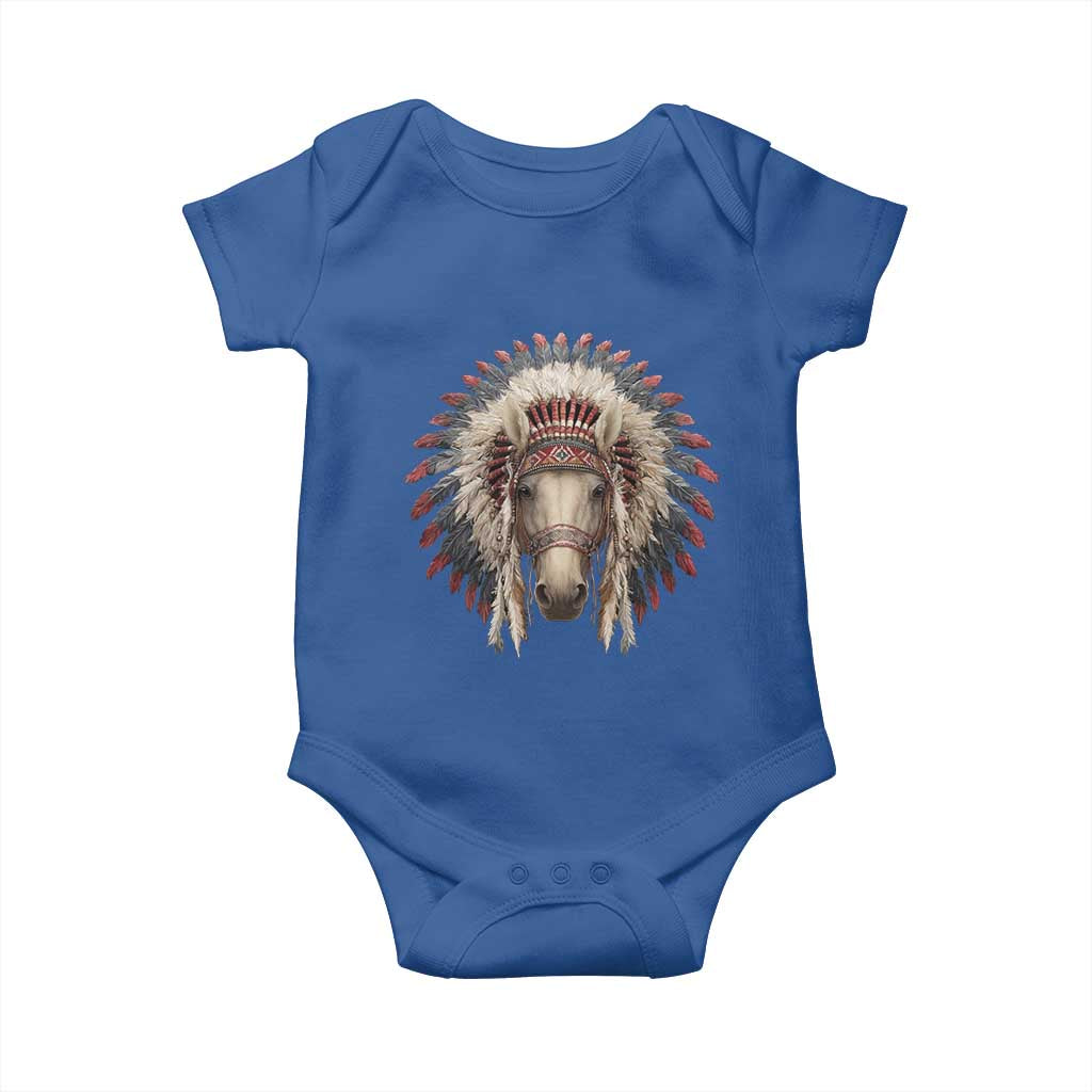 Horse Native American Indigenous Heritage War Bonnet Baby Onesie TS11 Royal Blue Print Your Wear
