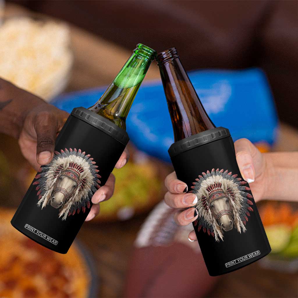 Horse Native American Indigenous Heritage War Bonnet 4 in 1 Can Cooler Tumbler TS11 Print Your Wear