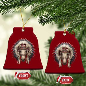 Horse Native American Indigenous Heritage War Bonnet Ceramic Ornament