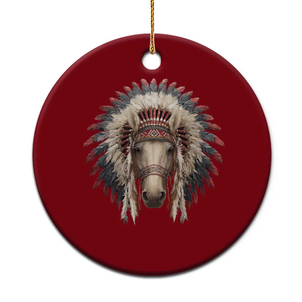 Horse Native American Indigenous Heritage War Bonnet Ceramic Ornament TS11 1pc Red Print Your Wear
